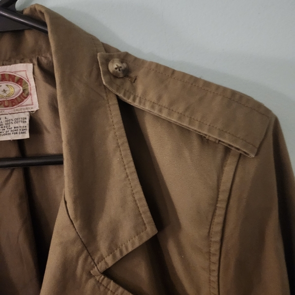 80s Banana Republic Mill Valley label 100% cotton women's trench coat belt large - Picture 10 of 12